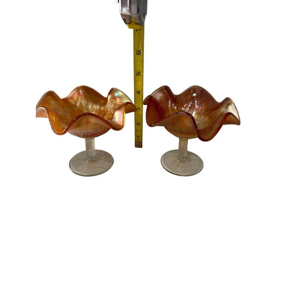 Vintage Fenton Marigold Holly and Berry 4” set of 2?compotes - Picture 6 of 8